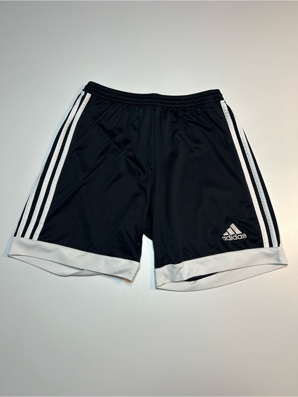 Adidas Soccer Shorts Black White 3-Stripes Climalite Training